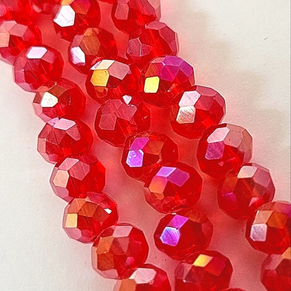 NEW! Red Faceted Glass Beaded,Multi-Strand Detachable Necklace w/Magnetic Clasp - Picture 4 of 9